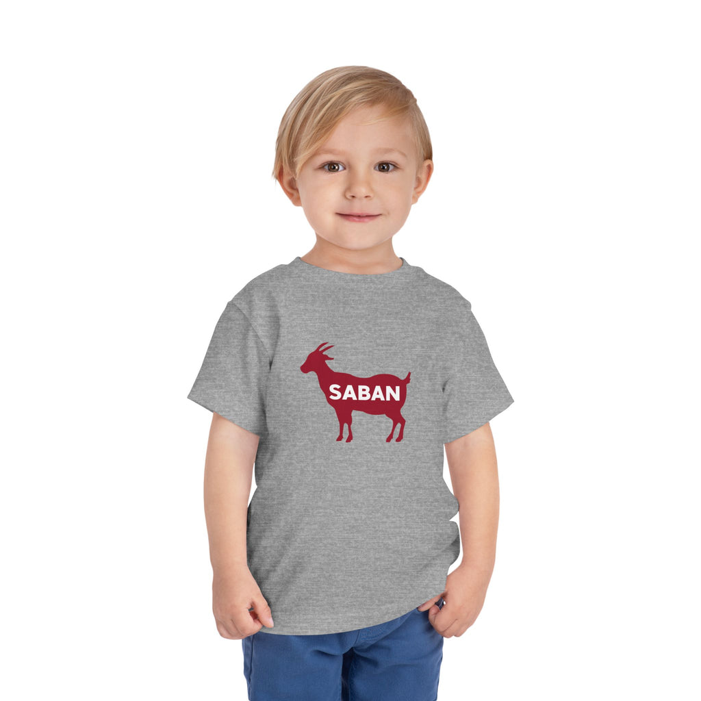 Saban GOAT Cute Toddler Tee (2T-5T) | Kids Animal Shirt | Funny Baby Gift | Summer T-Shirt | Alabama Football