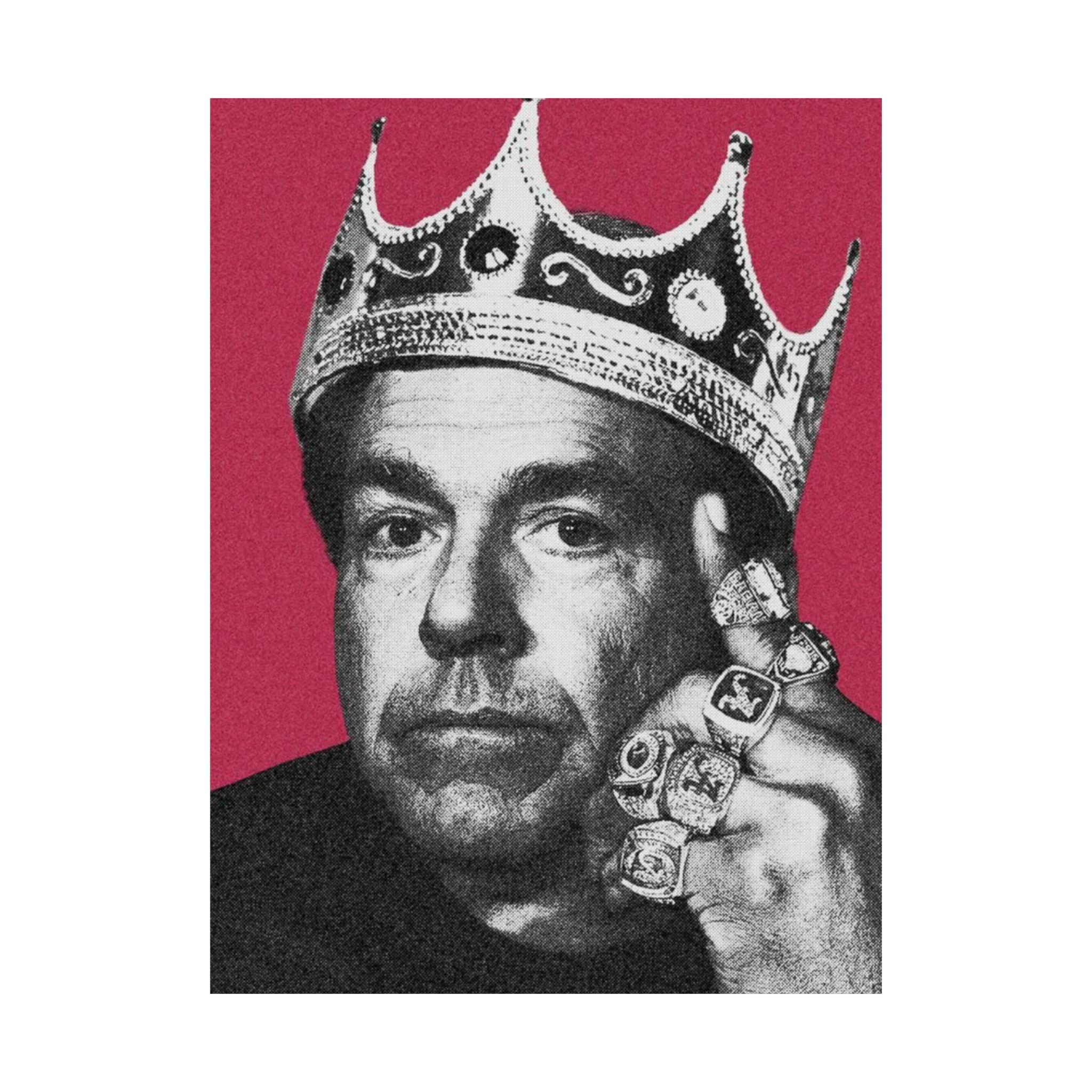 King Saban Matte Poster (12x16 & 24x36) | Wall Art Decor for Alabama Football Fans |  Saban Crowned GOAT Portrait | Pop Art Print for Dorm