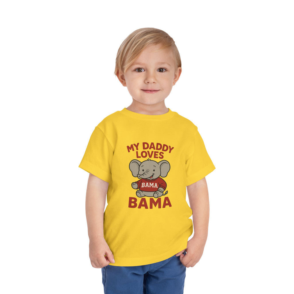 My Daddy Loves Bama Toddler Tee (2T-5T) |  Alabama Cute Kids' T-Shirt l Baby Shower Gift | Alabama Fan Apparel |Toddler Clothing