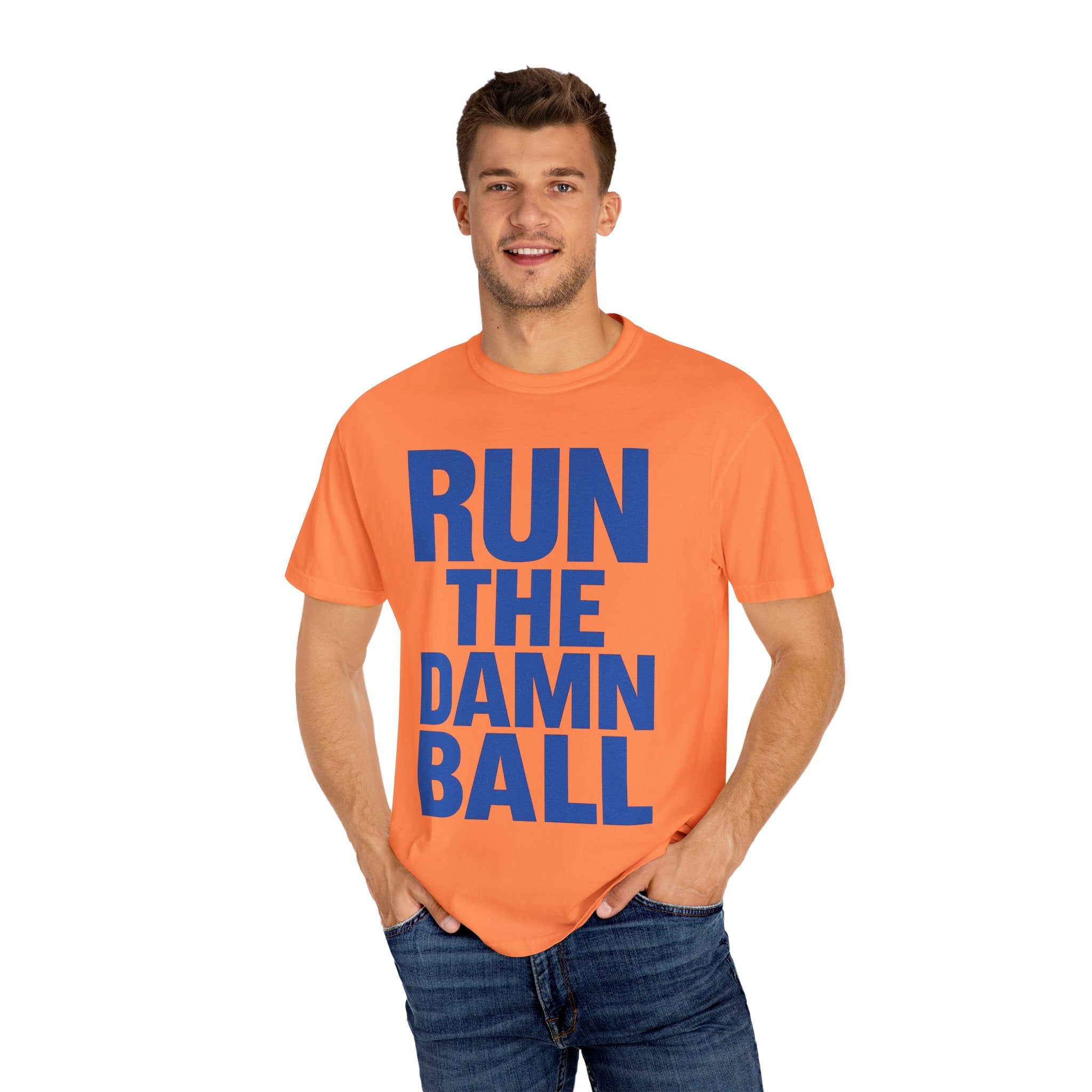 Run the Damn Ball Shirt | Funny Football Game Day T-Shirt | Offensive Line Coach Gift | Tailgate Apparel Comfort Colors