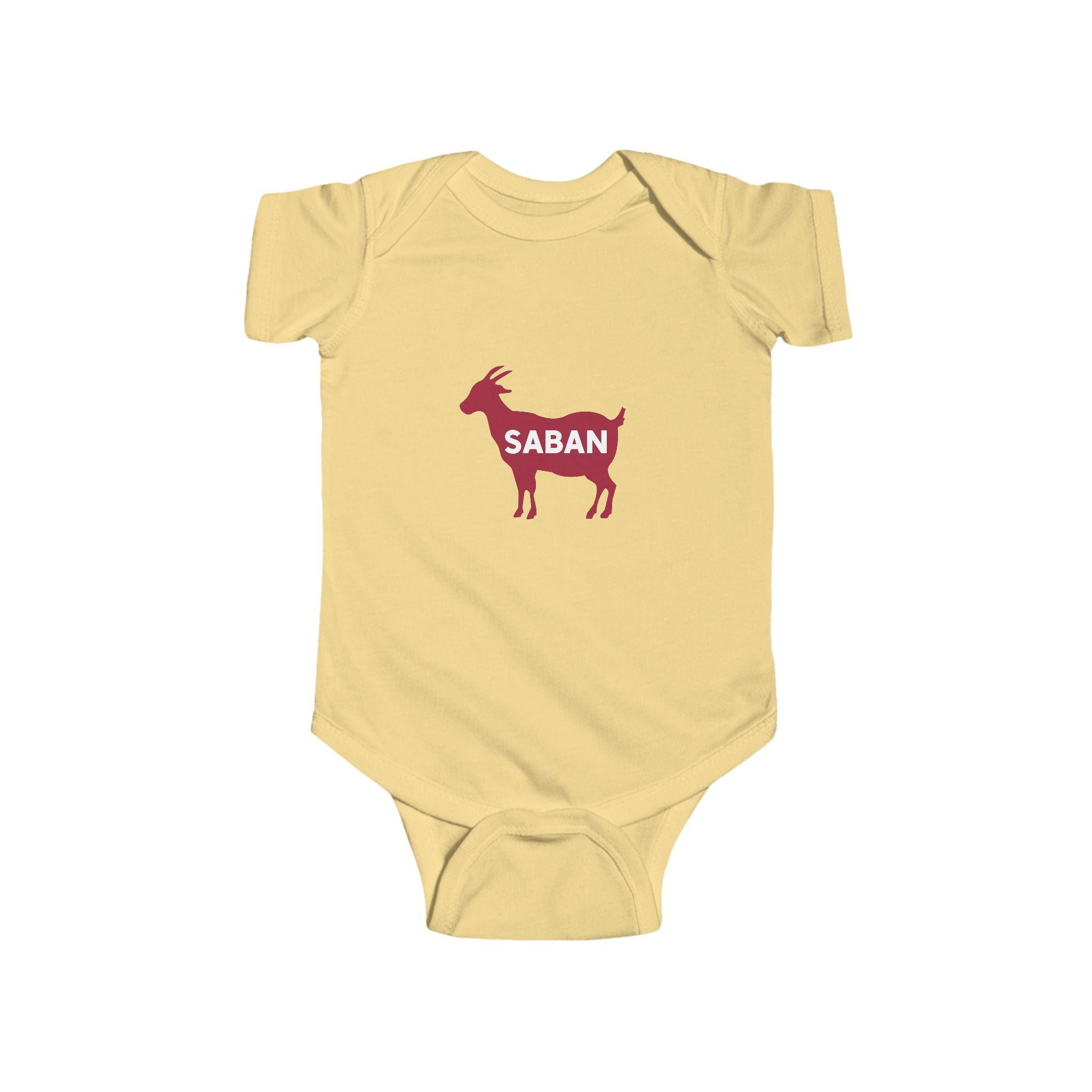 Saban GOAT Cute Baby Bodysuit (NB-24M) | Infant Apparel | Newborn Gift | Alabama Football | Perfect for Baby Showers | Toddler Clothing