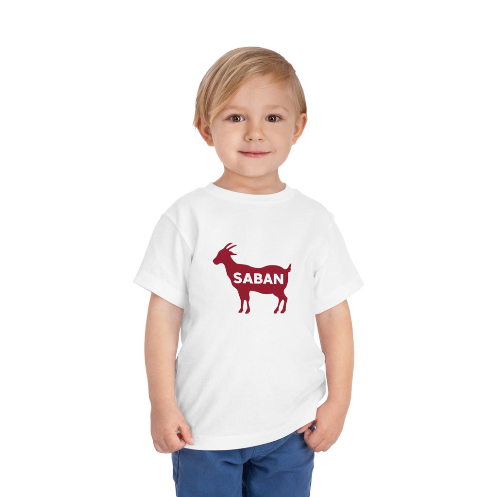 Saban GOAT Cute Toddler Tee (2T-5T) | Kids Animal Shirt | Funny Baby Gift | Summer T-Shirt | Alabama Football