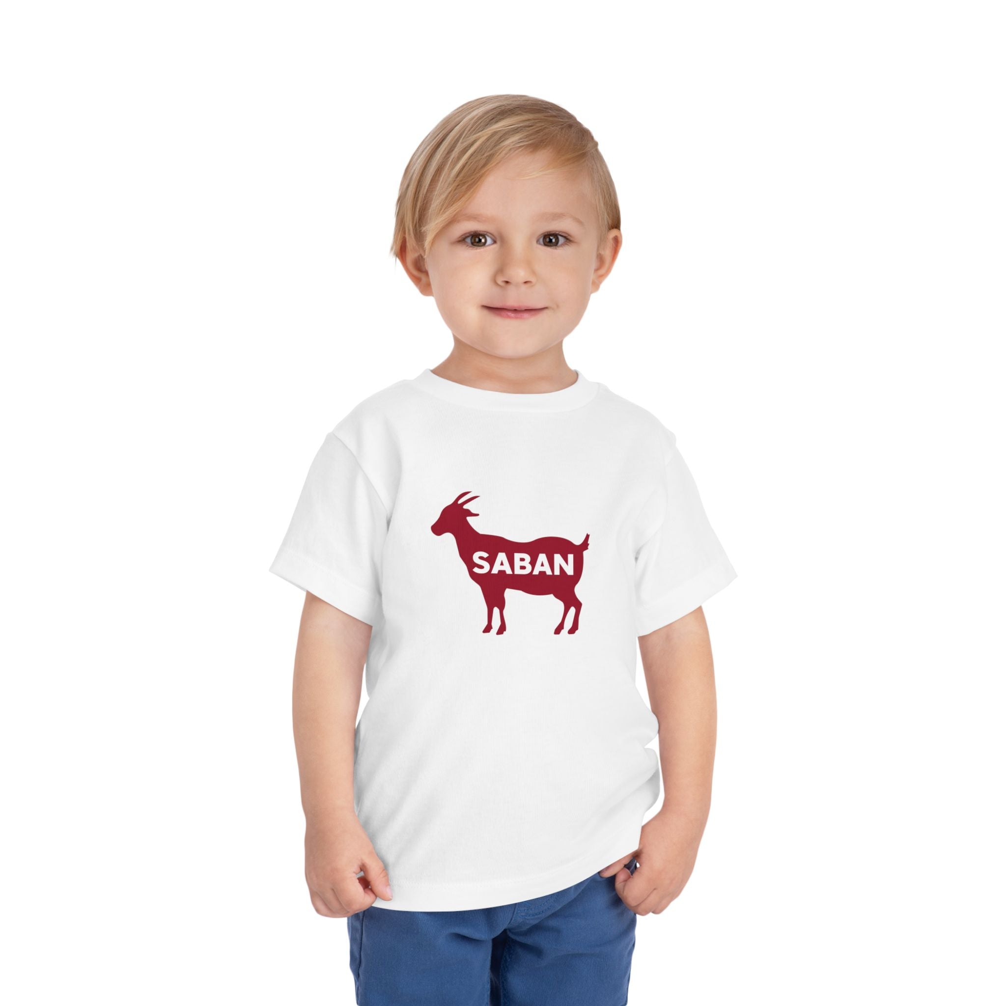Saban GOAT Cute Toddler Tee (2T-5T) | Kids Animal Shirt | Funny Baby Gift | Summer T-Shirt | Alabama Football