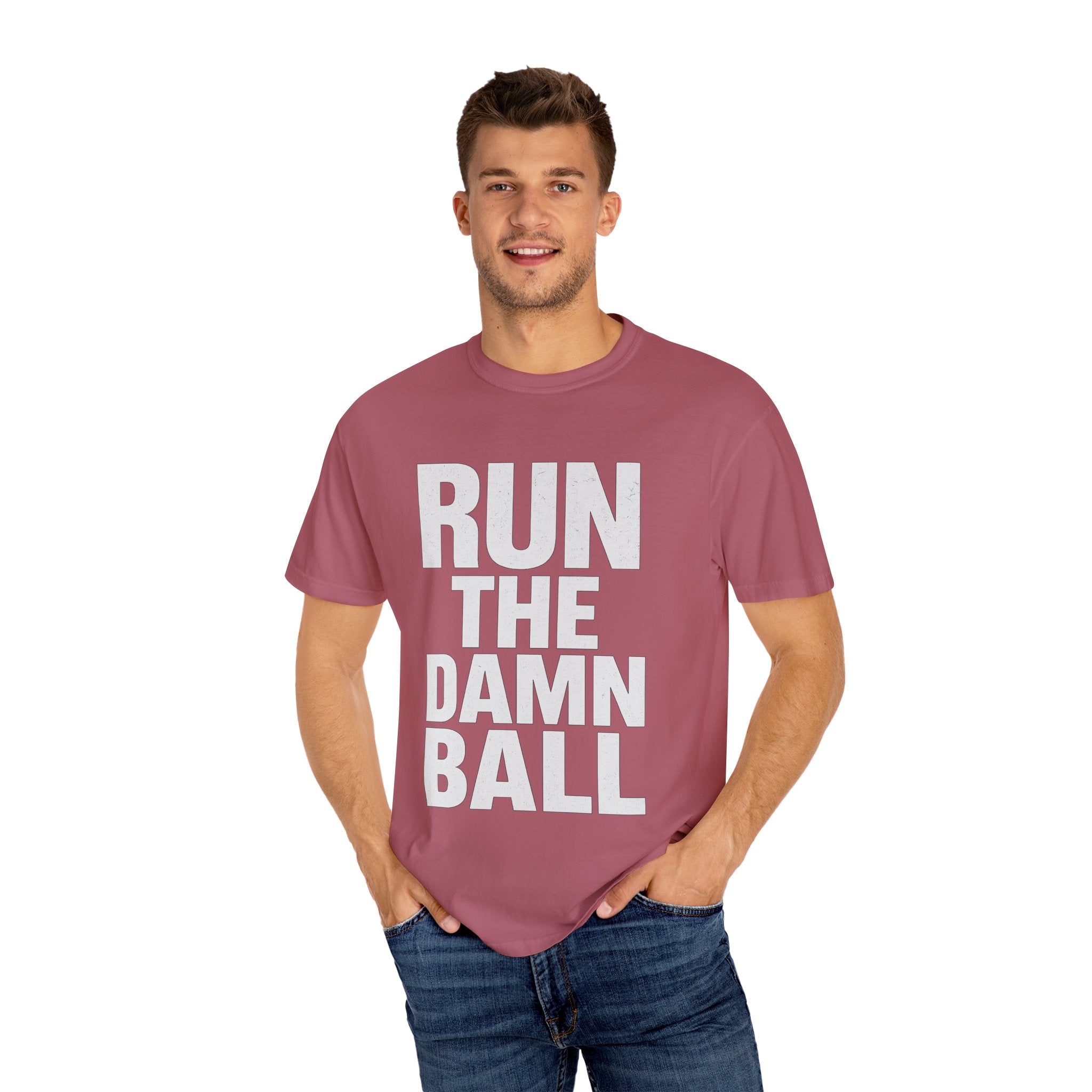 Run the Damn Ball Shirt | Funny Football Game Day T-Shirt | Offensive Line Coach Gift | Tailgate Apparel Comfort Colors