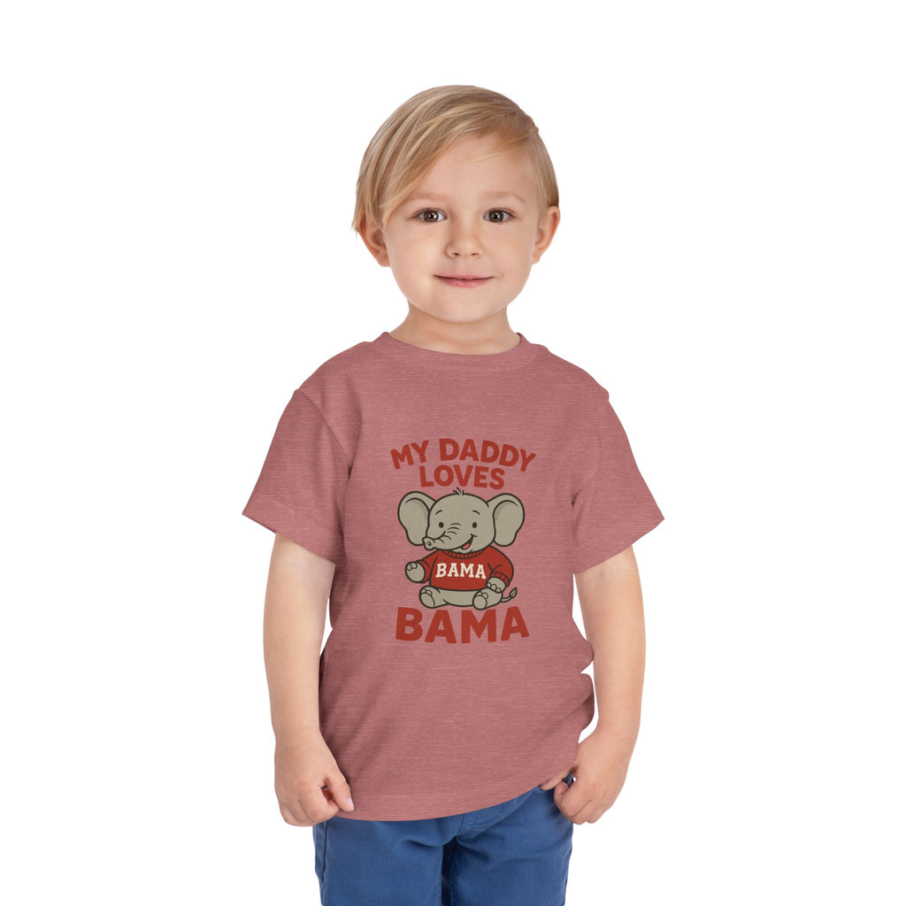 My Daddy Loves Bama Toddler Tee (2T-5T) |  Alabama Cute Kids' T-Shirt l Baby Shower Gift | Alabama Fan Apparel |Toddler Clothing