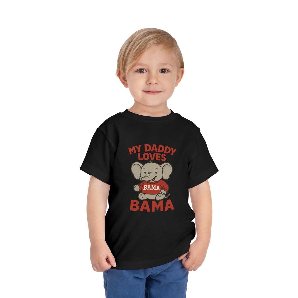 My Daddy Loves Bama Toddler Tee (2T-5T) |  Alabama Cute Kids' T-Shirt l Baby Shower Gift | Alabama Fan Apparel |Toddler Clothing