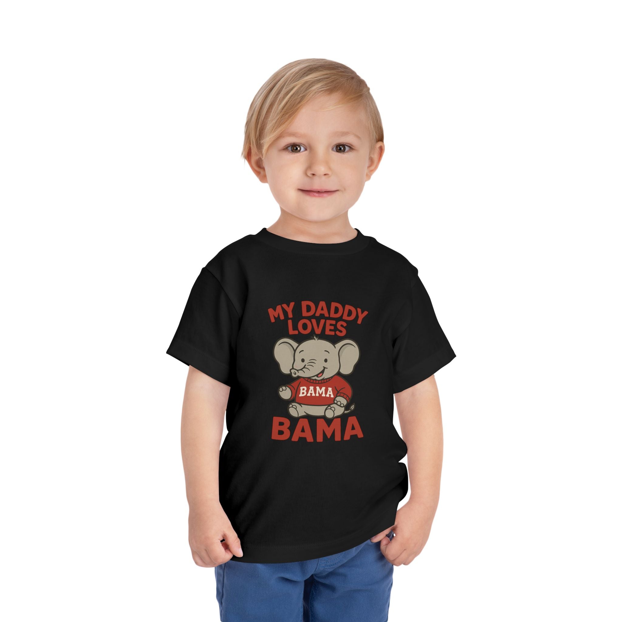 My Daddy Loves Bama Toddler Tee (2T-5T) |  Alabama Cute Kids' T-Shirt l Baby Shower Gift | Alabama Fan Apparel |Toddler Clothing