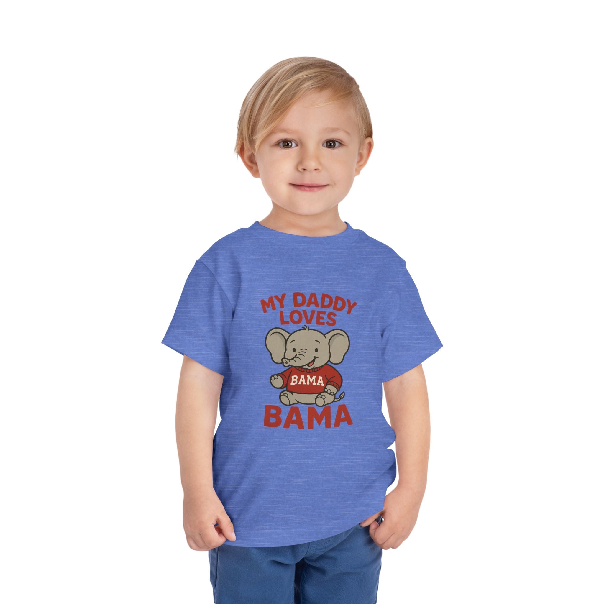 My Daddy Loves Bama Toddler Tee (2T-5T) |  Alabama Cute Kids' T-Shirt l Baby Shower Gift | Alabama Fan Apparel |Toddler Clothing