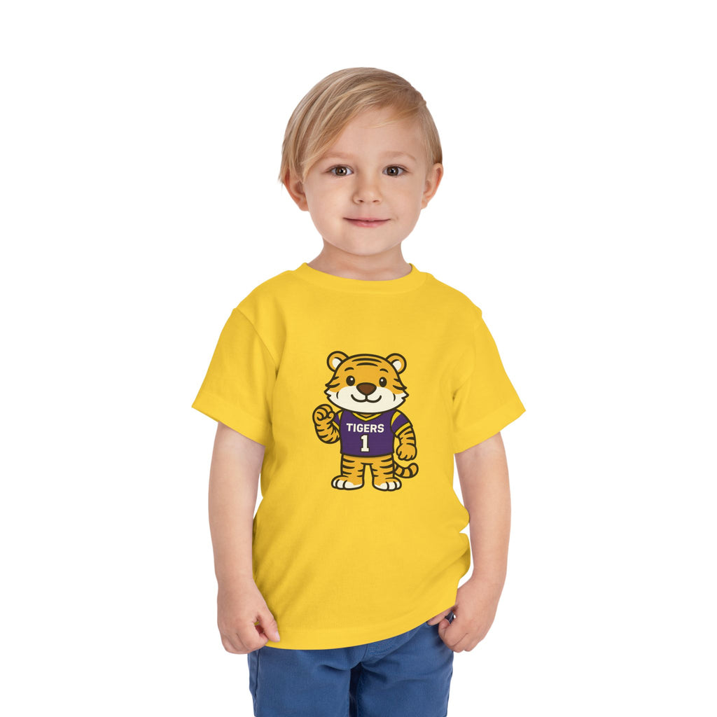 Tigers Toddler Tee (2T-5T) | Louisiana Football Kids Short Sleeve T-Shirt |  Geaux Football Fan Shirt | Tiger Birthday Gift | Purple & Gold