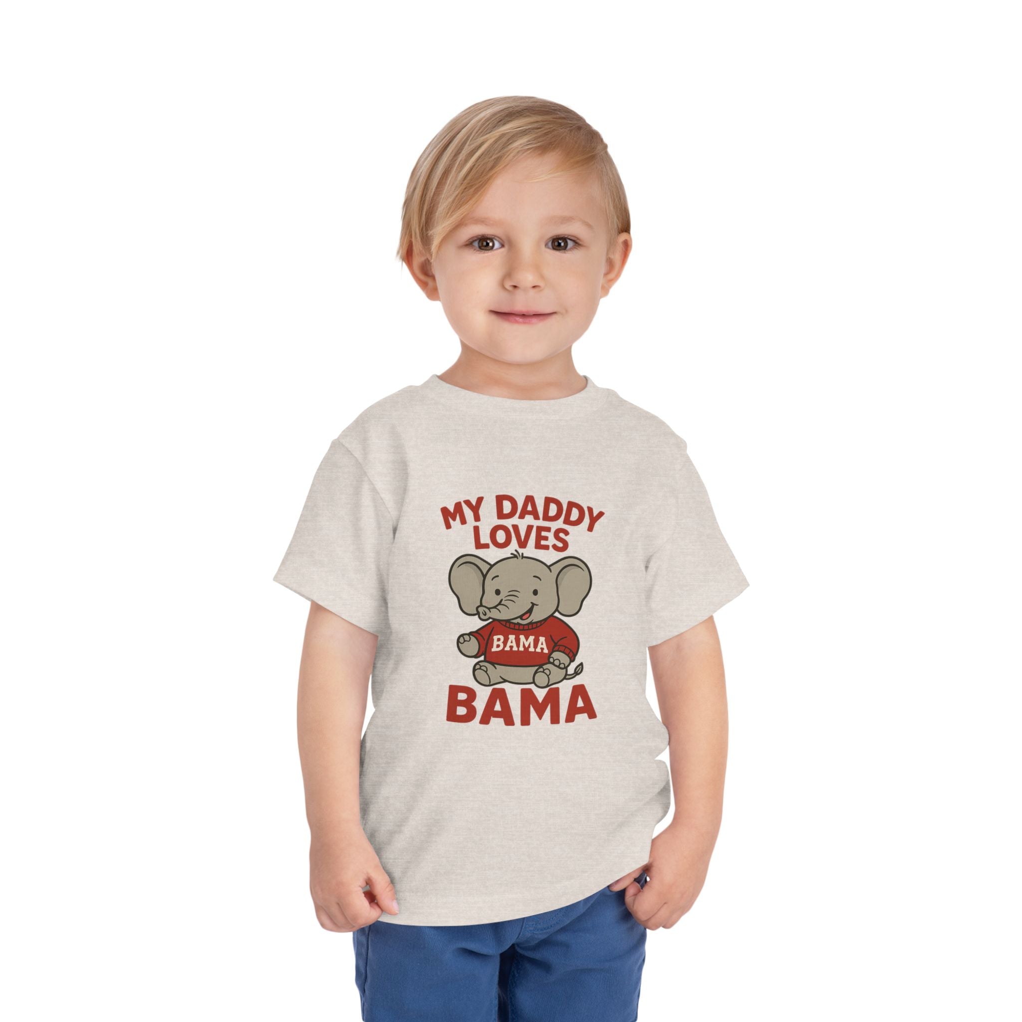 My Daddy Loves Bama Toddler Tee (2T-5T) |  Alabama Cute Kids' T-Shirt l Baby Shower Gift | Alabama Fan Apparel |Toddler Clothing