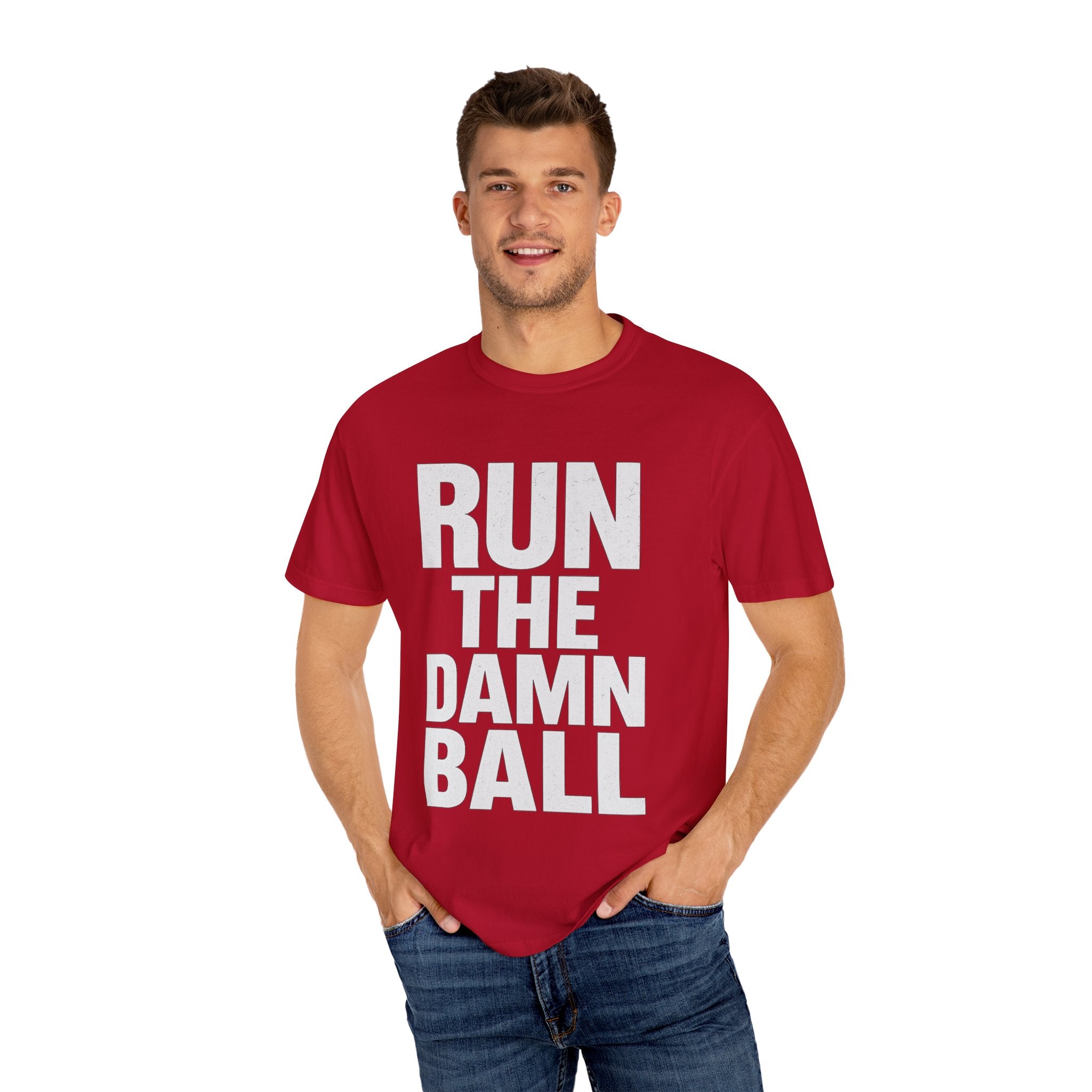 Run the Damn Ball Shirt | Funny Football Game Day T-Shirt | Offensive Line Coach Gift | Tailgate Apparel Comfort Colors