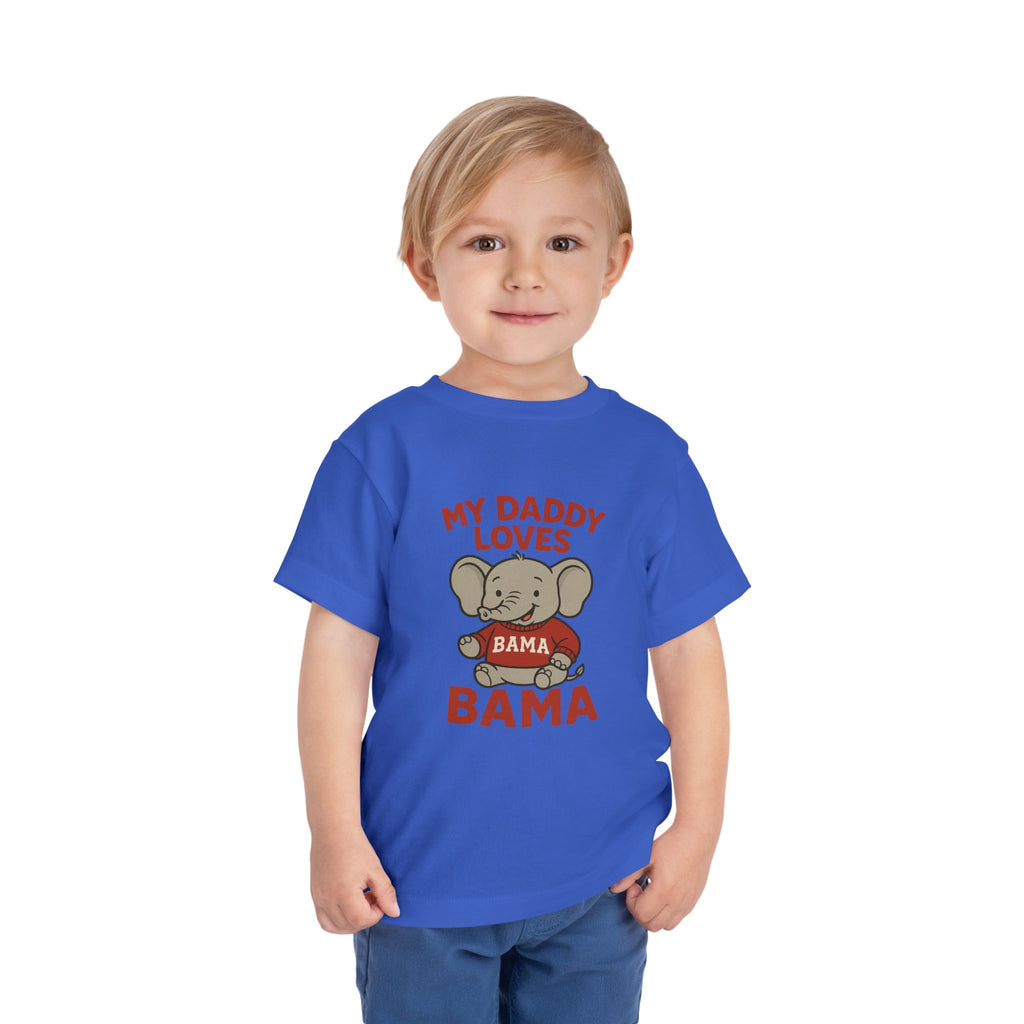 My Daddy Loves Bama Toddler Tee (2T-5T) |  Alabama Cute Kids' T-Shirt l Baby Shower Gift | Alabama Fan Apparel |Toddler Clothing