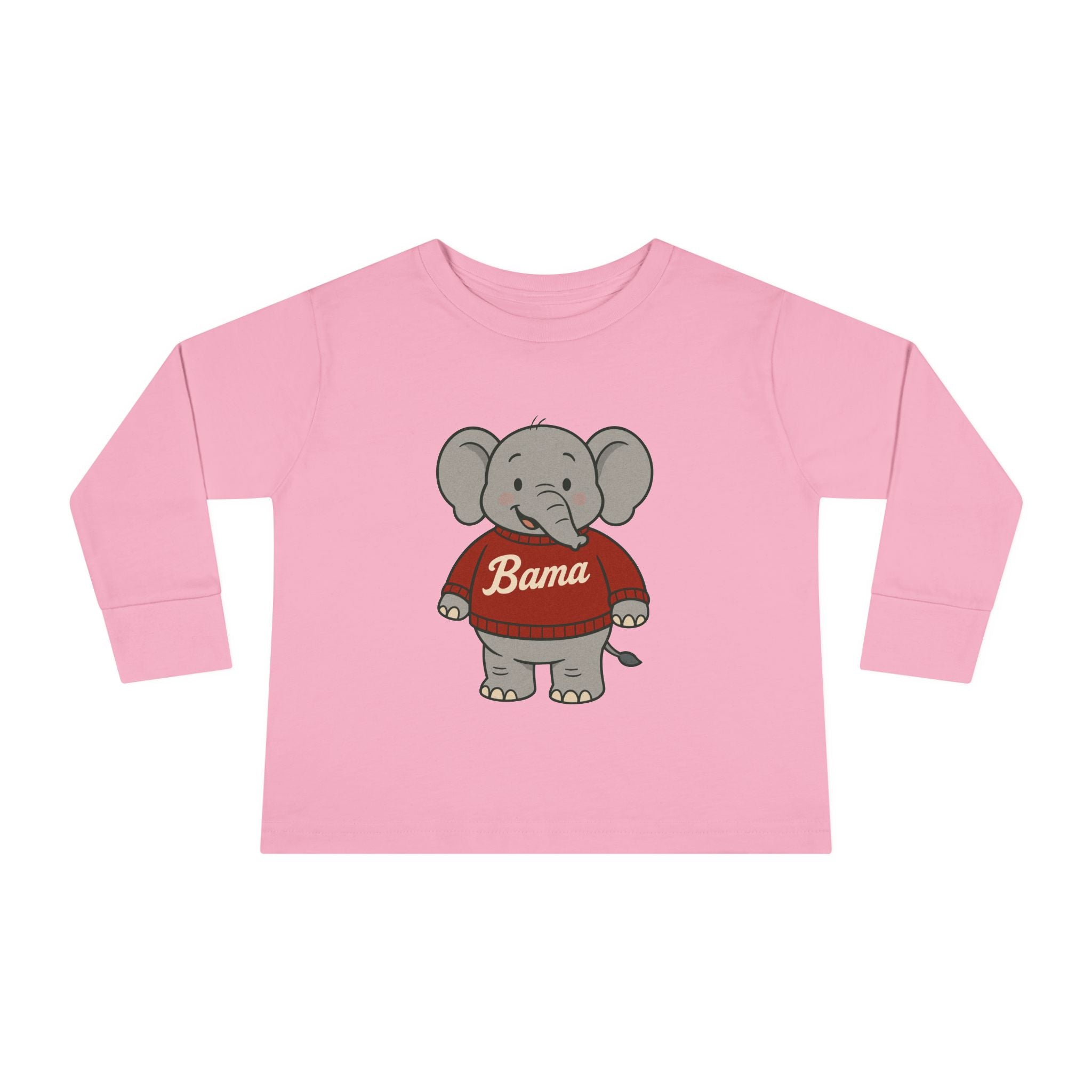 Adorable Alabama Elephant Toddler Long Sleeve Tee (2T-6T) | Cute Bama Kids Shirt | Baby Shower Gift | Roll Tide
