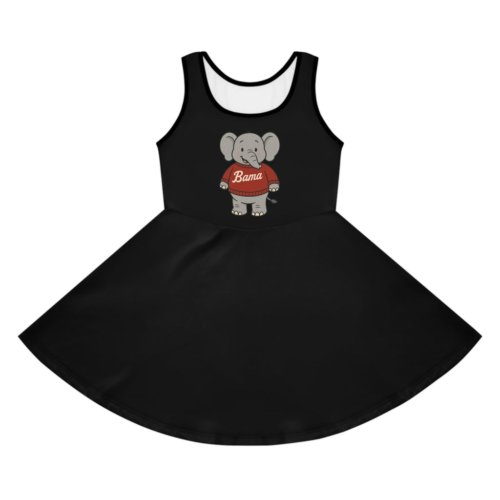 Adorable Girls' Sleeveless Sundress with Cute Elephant Design | Perfect for Alabama Football Fans (2T - XL)