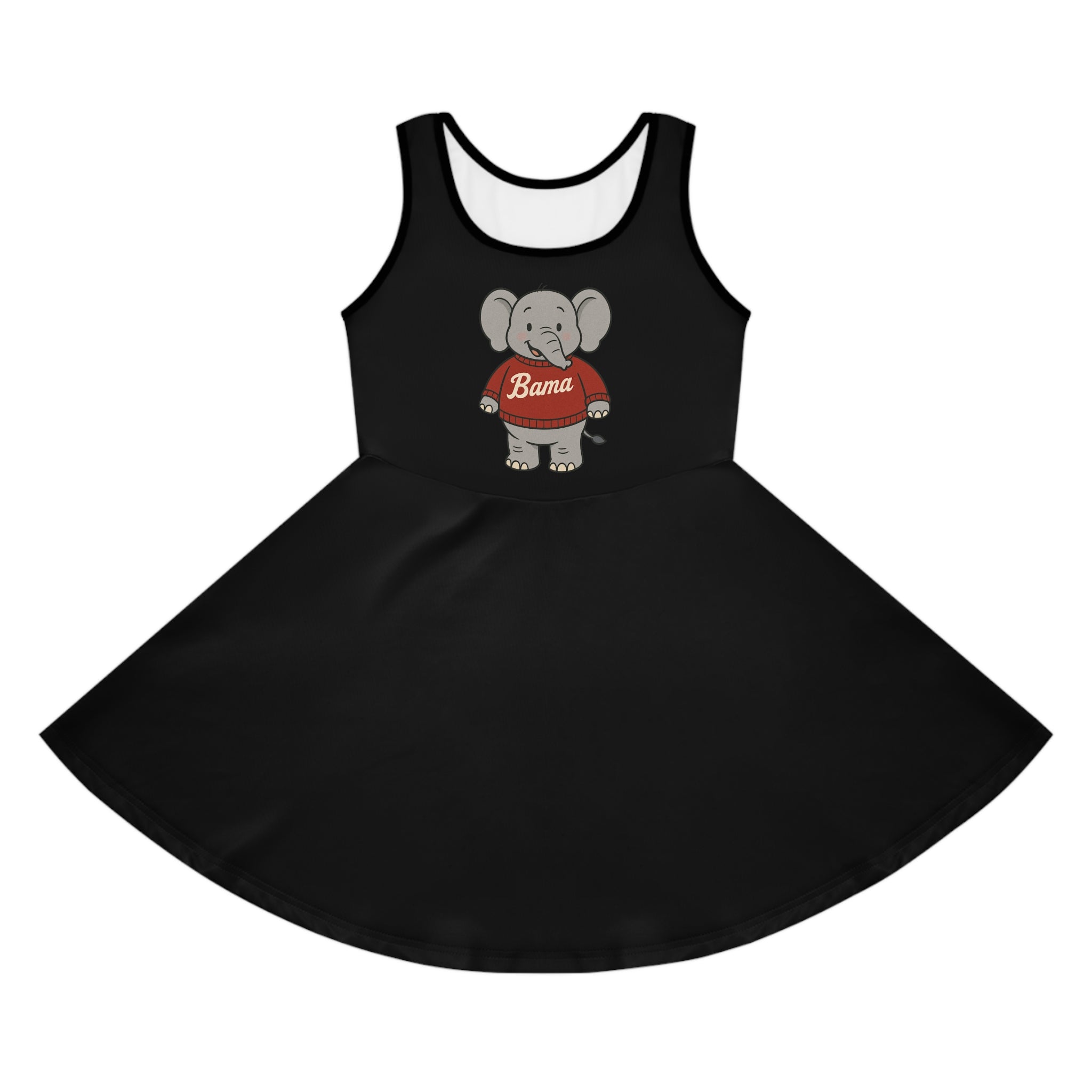 Adorable Girls' Sleeveless Sundress with Cute Elephant Design | Perfect for Alabama Football Fans (2T - XL)