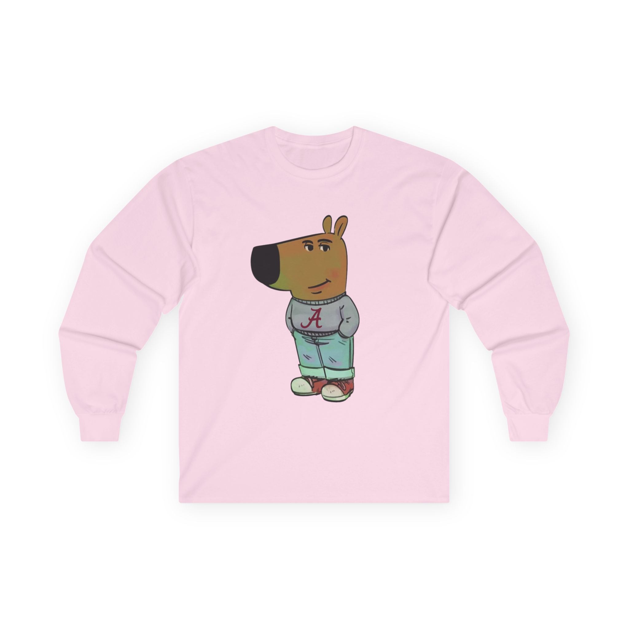 Alabama Football Chill Guy Meme Long Sleeve T-Shirt | Script A Graphic Shirt | College Football Graphic Tee | Casual Gift for Bama Fans