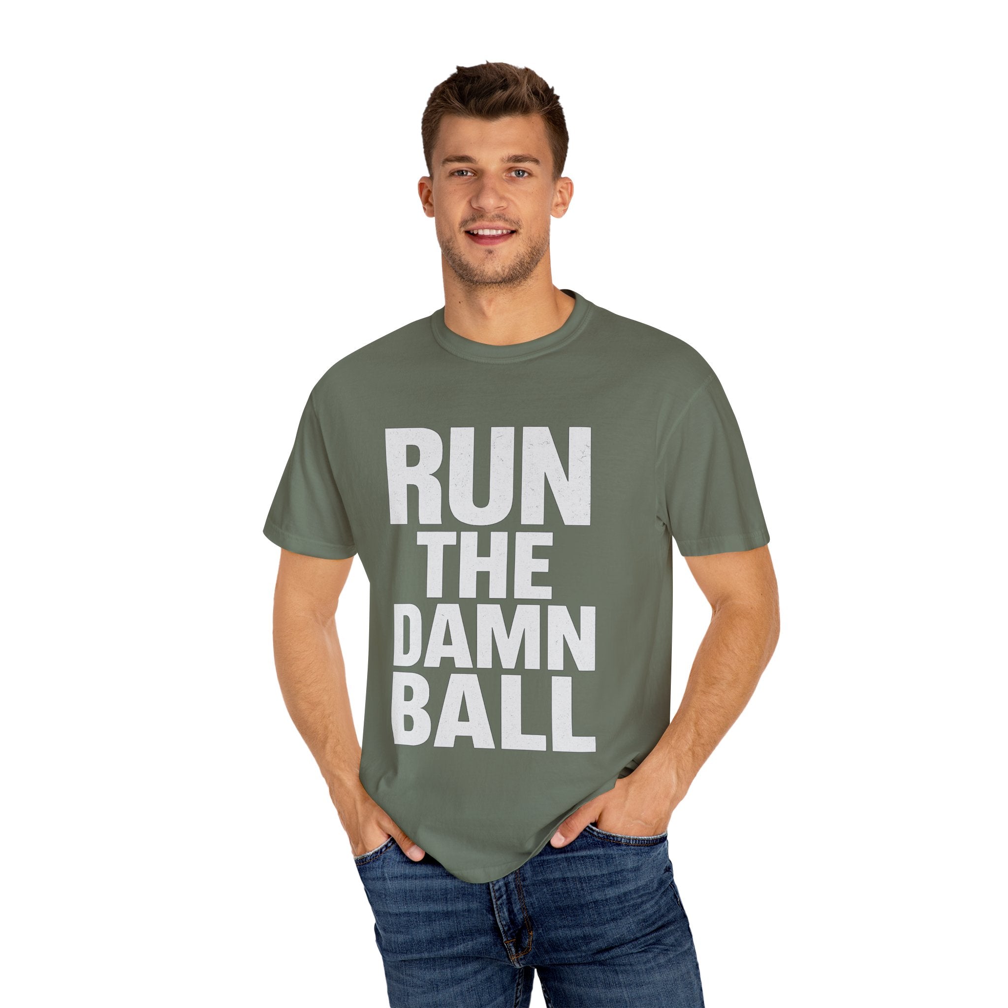 Run the Damn Ball Shirt | Funny Football Game Day T-Shirt | Offensive Line Coach Gift | Tailgate Apparel Comfort Colors