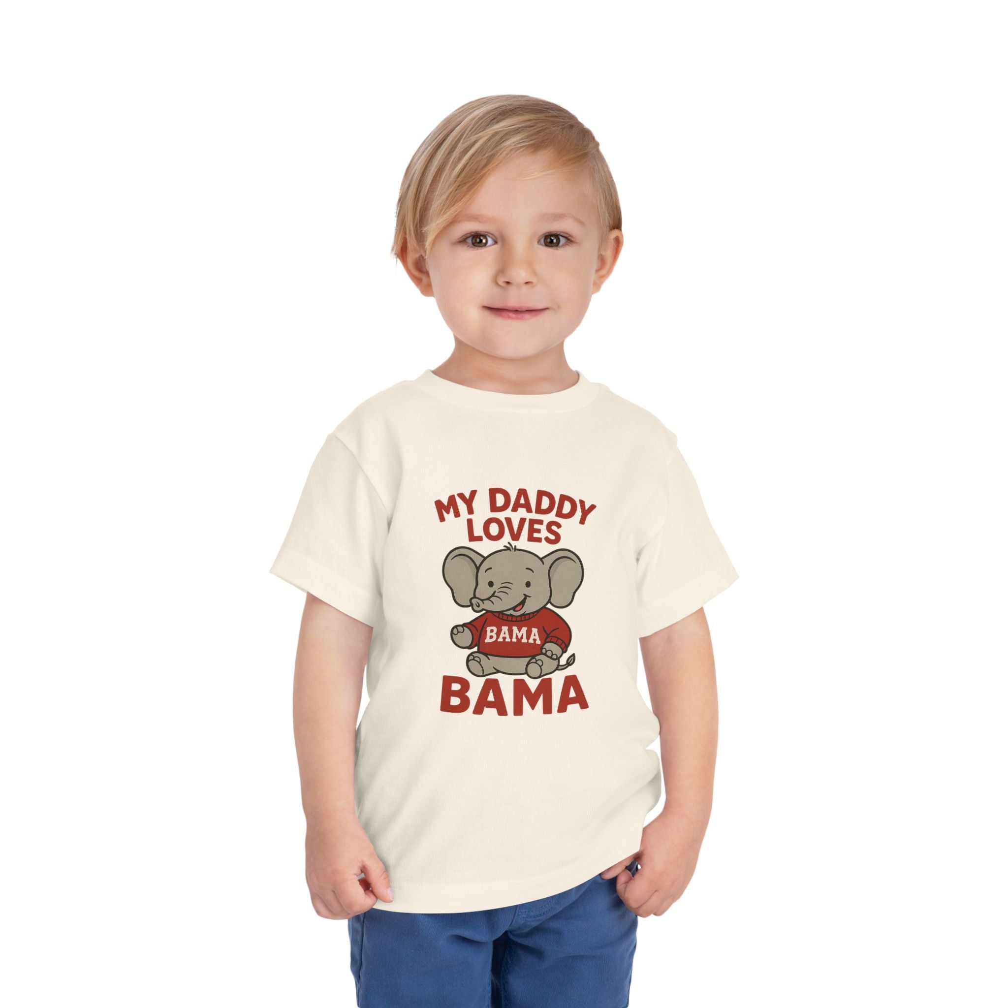 My Daddy Loves Bama Toddler Tee (2T-5T) |  Alabama Cute Kids' T-Shirt l Baby Shower Gift | Alabama Fan Apparel |Toddler Clothing