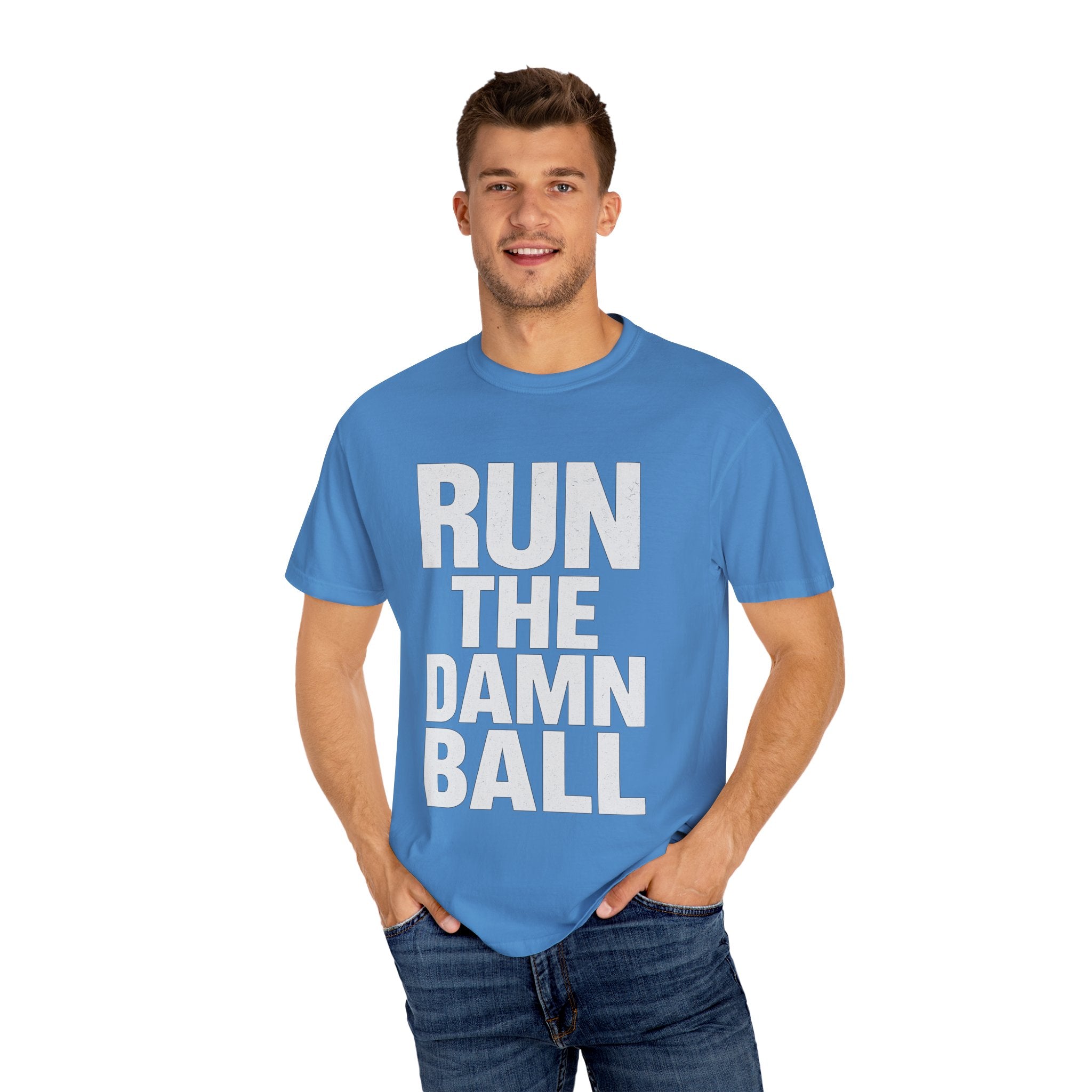 Run the Damn Ball Shirt | Funny Football Game Day T-Shirt | Offensive Line Coach Gift | Tailgate Apparel Comfort Colors