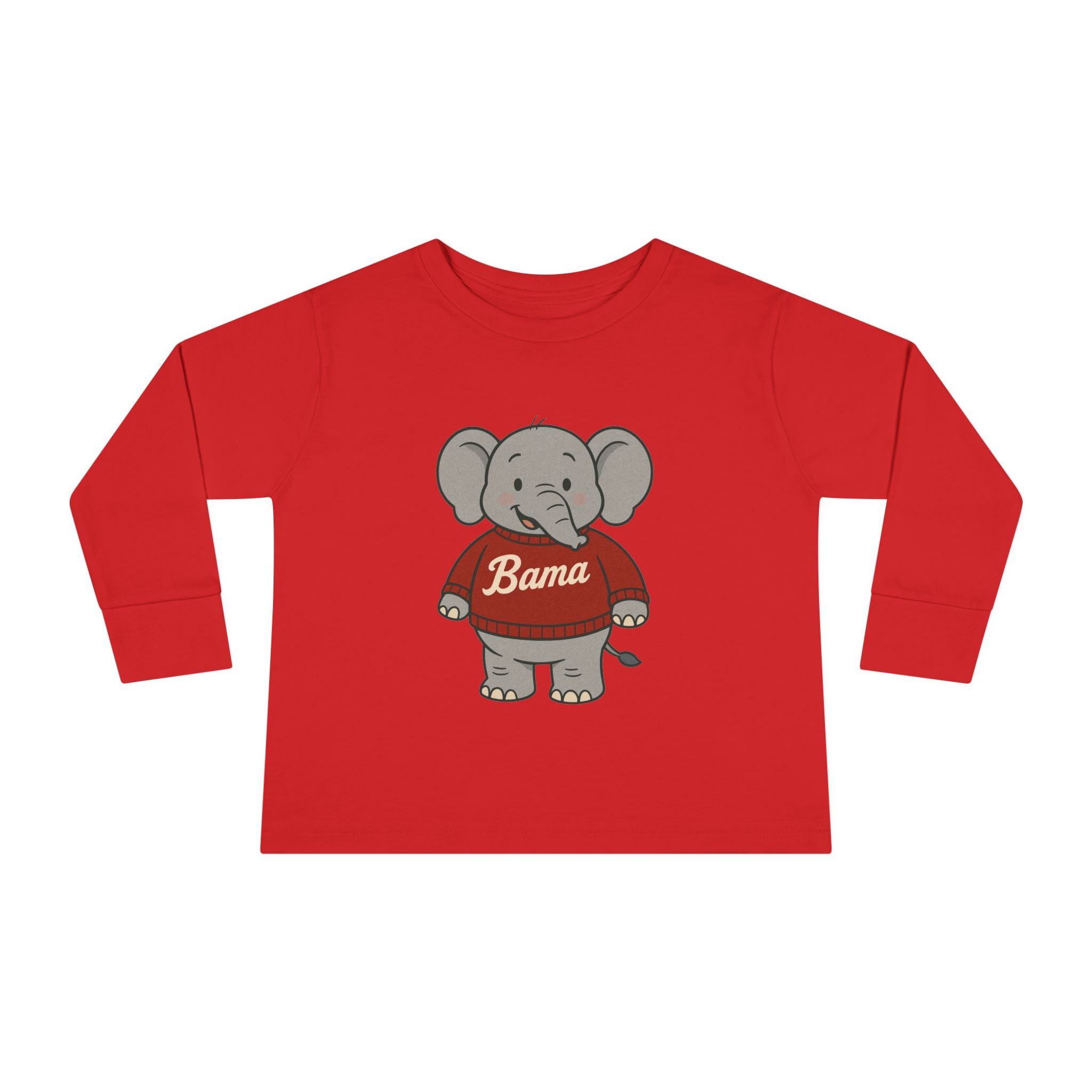 Adorable Alabama Elephant Toddler Long Sleeve Tee (2T-6T) | Cute Bama Kids Shirt | Baby Shower Gift | Roll Tide