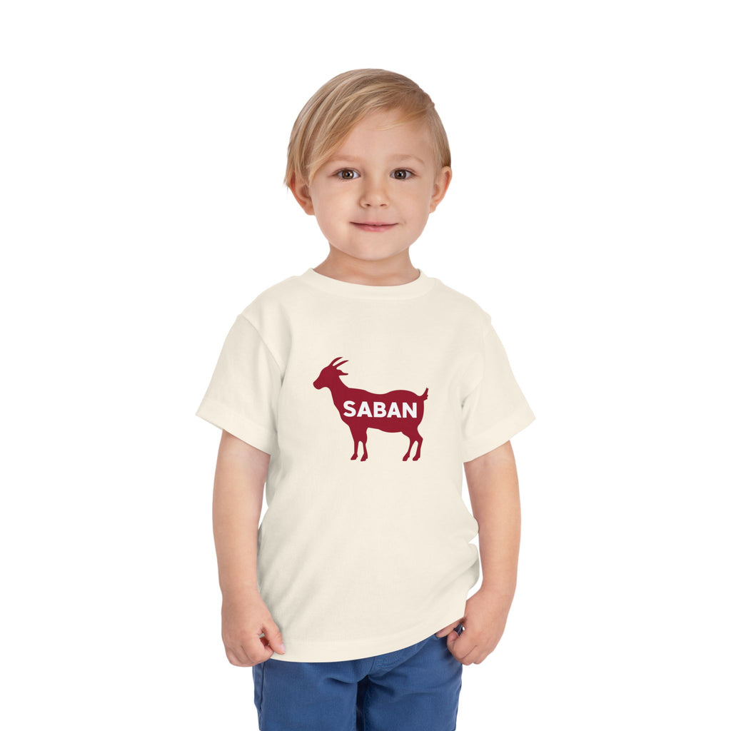 Saban GOAT Cute Toddler Tee (2T-5T) | Kids Animal Shirt | Funny Baby Gift | Summer T-Shirt | Alabama Football