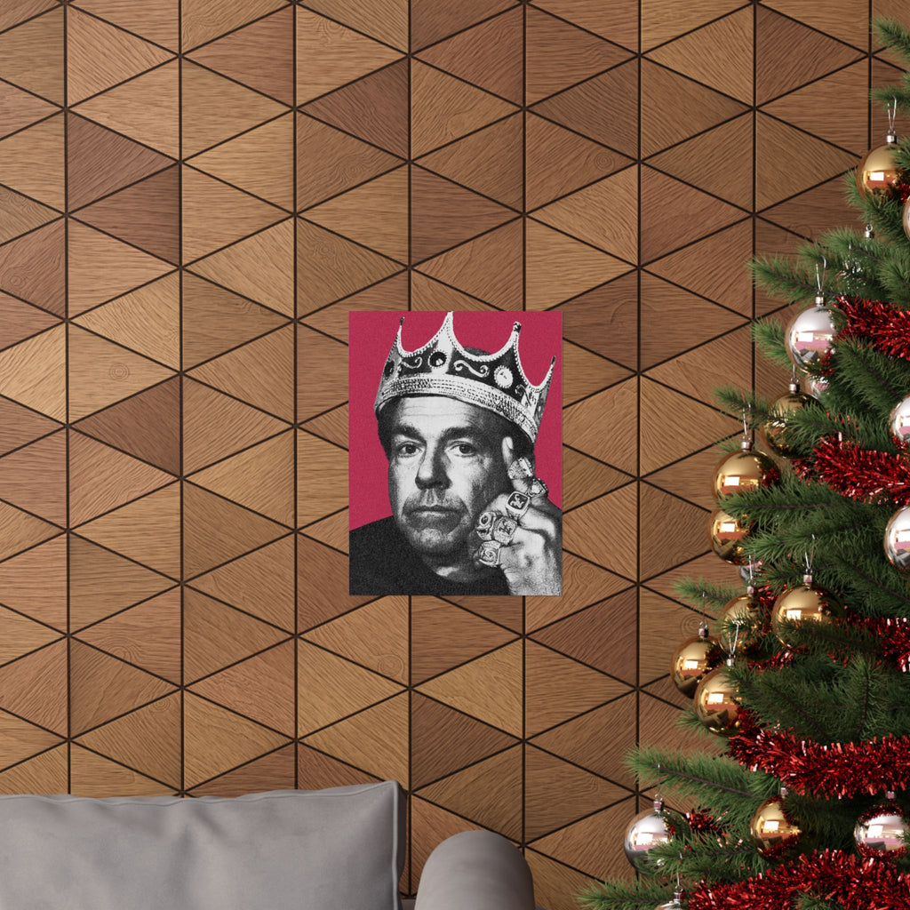 King Saban Matte Poster (12x16 & 24x36) | Wall Art Decor for Alabama Football Fans |  Saban Crowned GOAT Portrait | Pop Art Print for Dorm