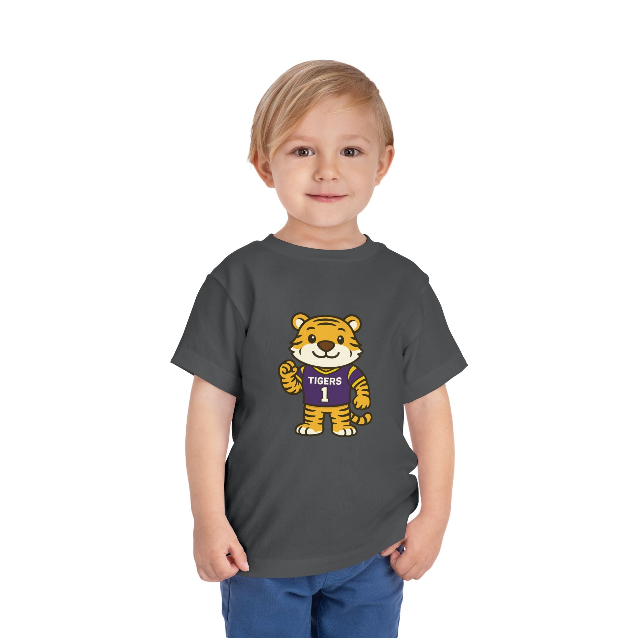 Tigers Toddler Tee (2T-5T) | Louisiana Football Kids Short Sleeve T-Shirt |  Geaux Football Fan Shirt | Tiger Birthday Gift | Purple & Gold