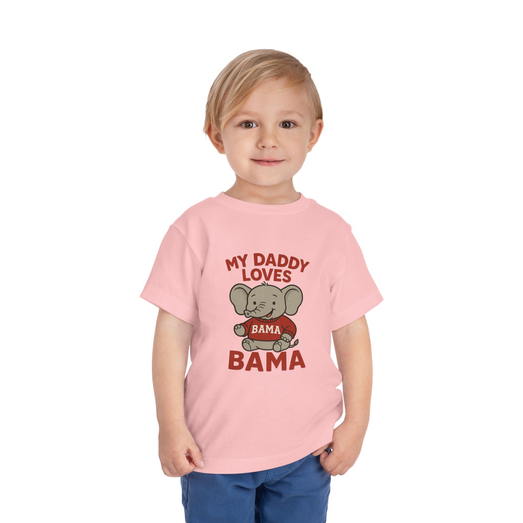 My Daddy Loves Bama Toddler Tee (2T-5T) |  Alabama Cute Kids' T-Shirt l Baby Shower Gift | Alabama Fan Apparel |Toddler Clothing