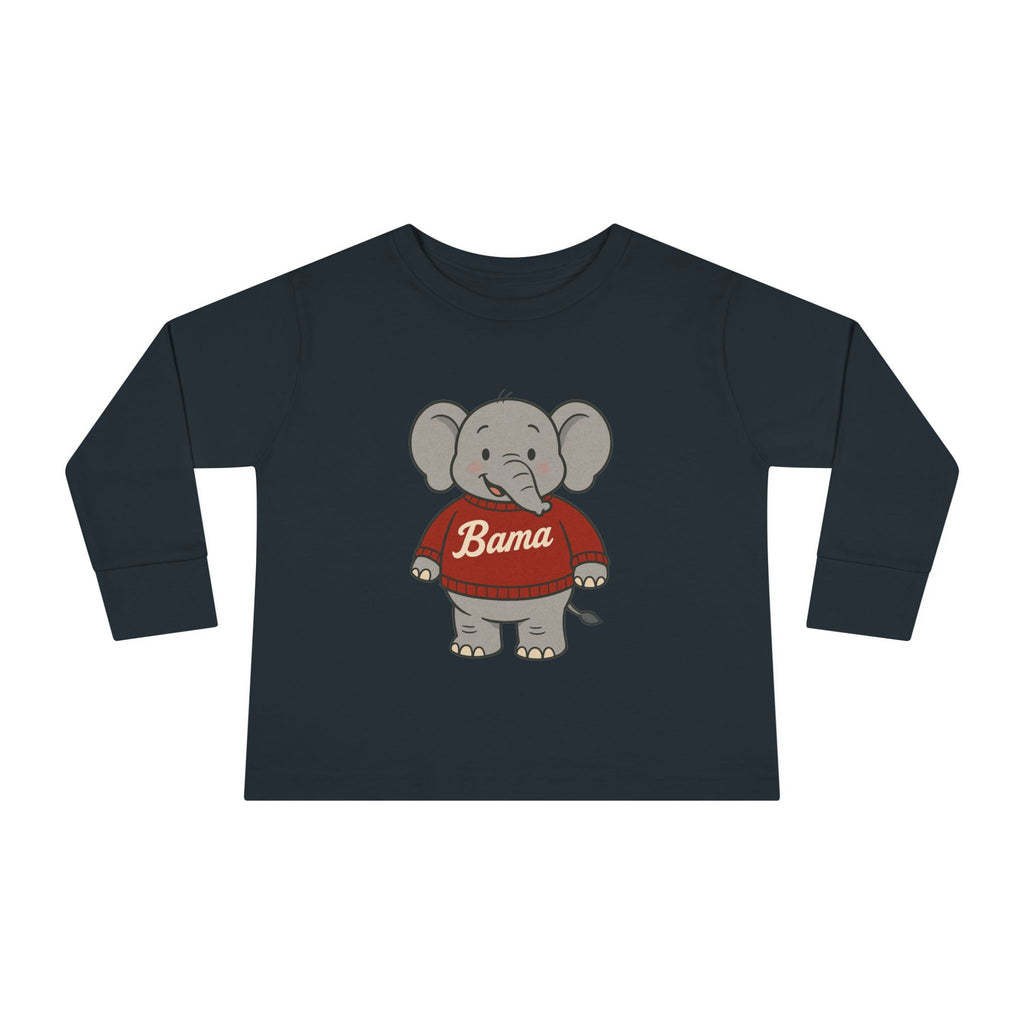 Adorable Alabama Elephant Toddler Long Sleeve Tee (2T-6T) | Cute Bama Kids Shirt | Baby Shower Gift | Roll Tide