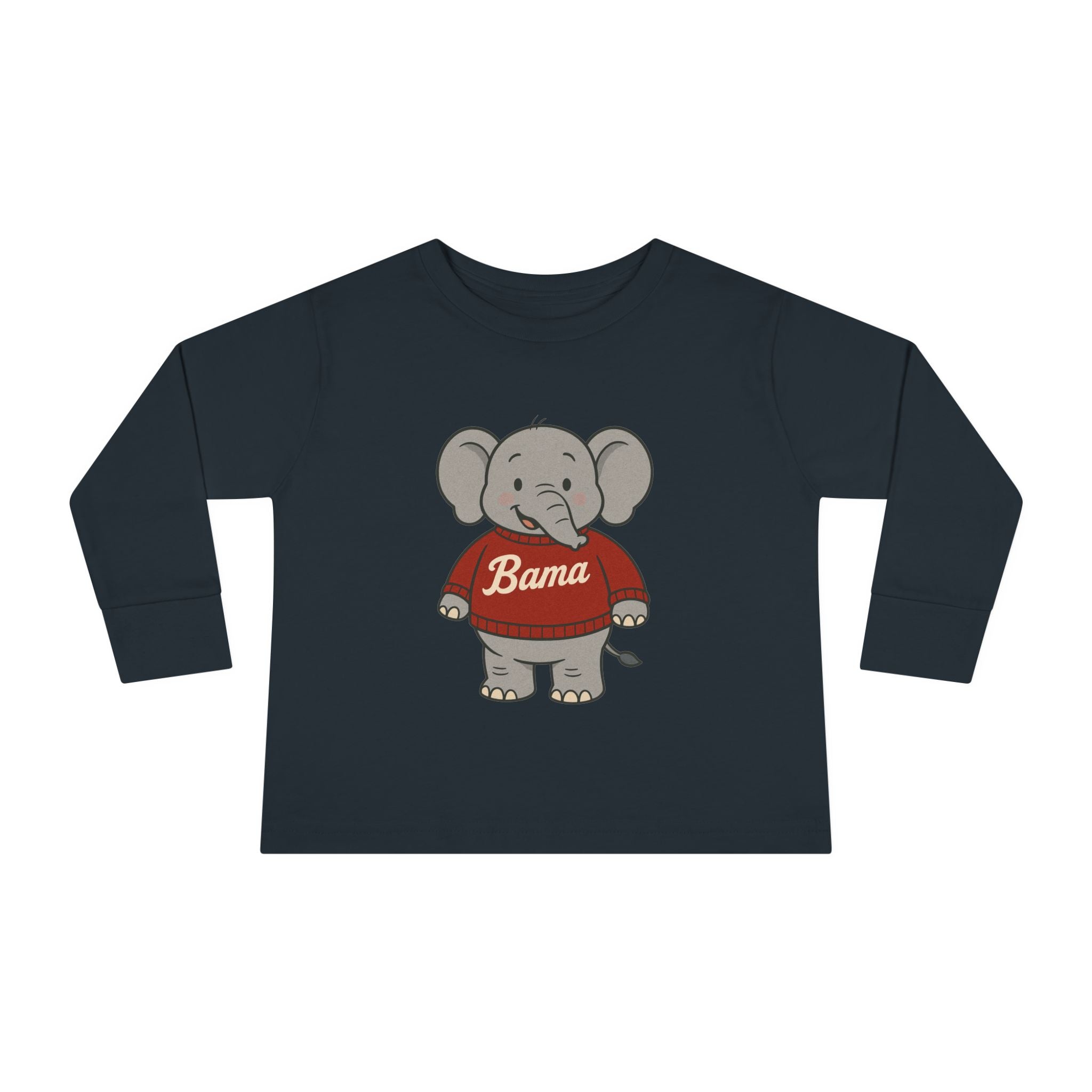Adorable Alabama Elephant Toddler Long Sleeve Tee (2T-6T) | Cute Bama Kids Shirt | Baby Shower Gift | Roll Tide