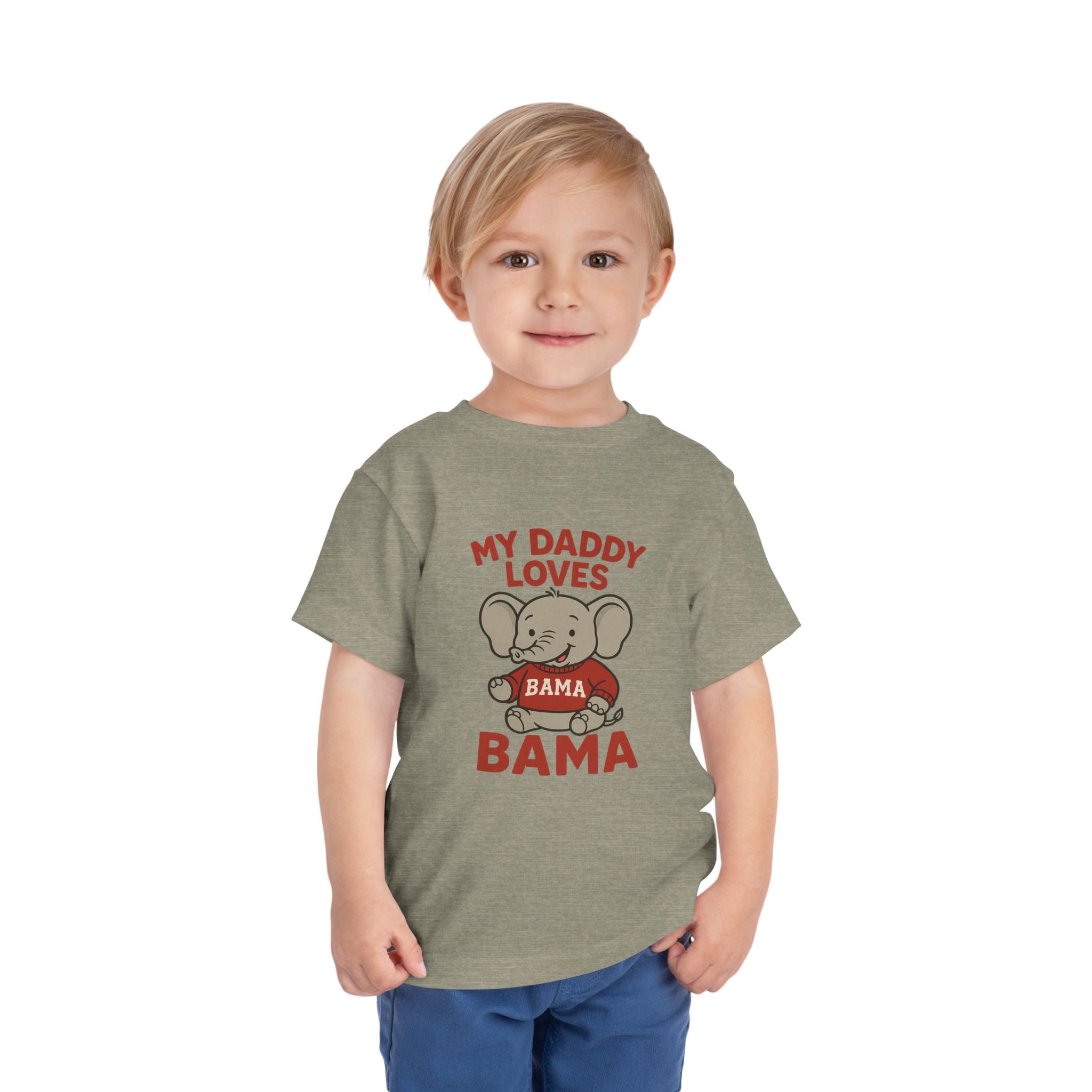 My Daddy Loves Bama Toddler Tee (2T-5T) |  Alabama Cute Kids' T-Shirt l Baby Shower Gift | Alabama Fan Apparel |Toddler Clothing