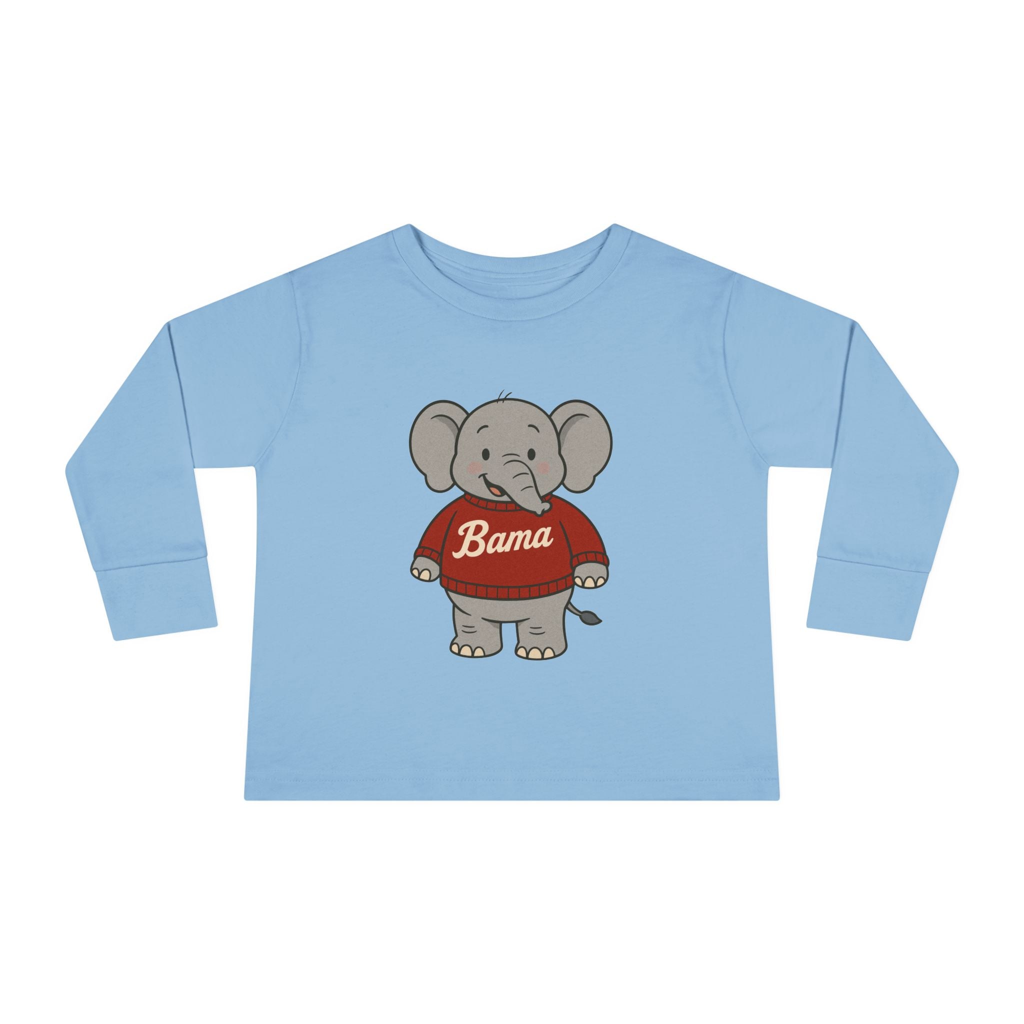 Adorable Alabama Elephant Toddler Long Sleeve Tee (2T-6T) | Cute Bama Kids Shirt | Baby Shower Gift | Roll Tide