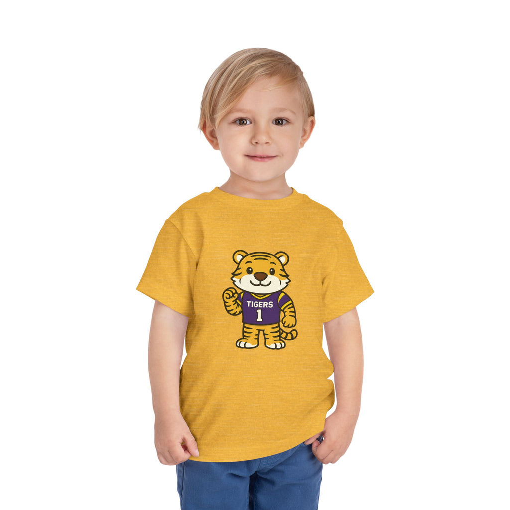 Tigers Toddler Tee (2T-5T) | Louisiana Football Kids Short Sleeve T-Shirt |  Geaux Football Fan Shirt | Tiger Birthday Gift | Purple & Gold