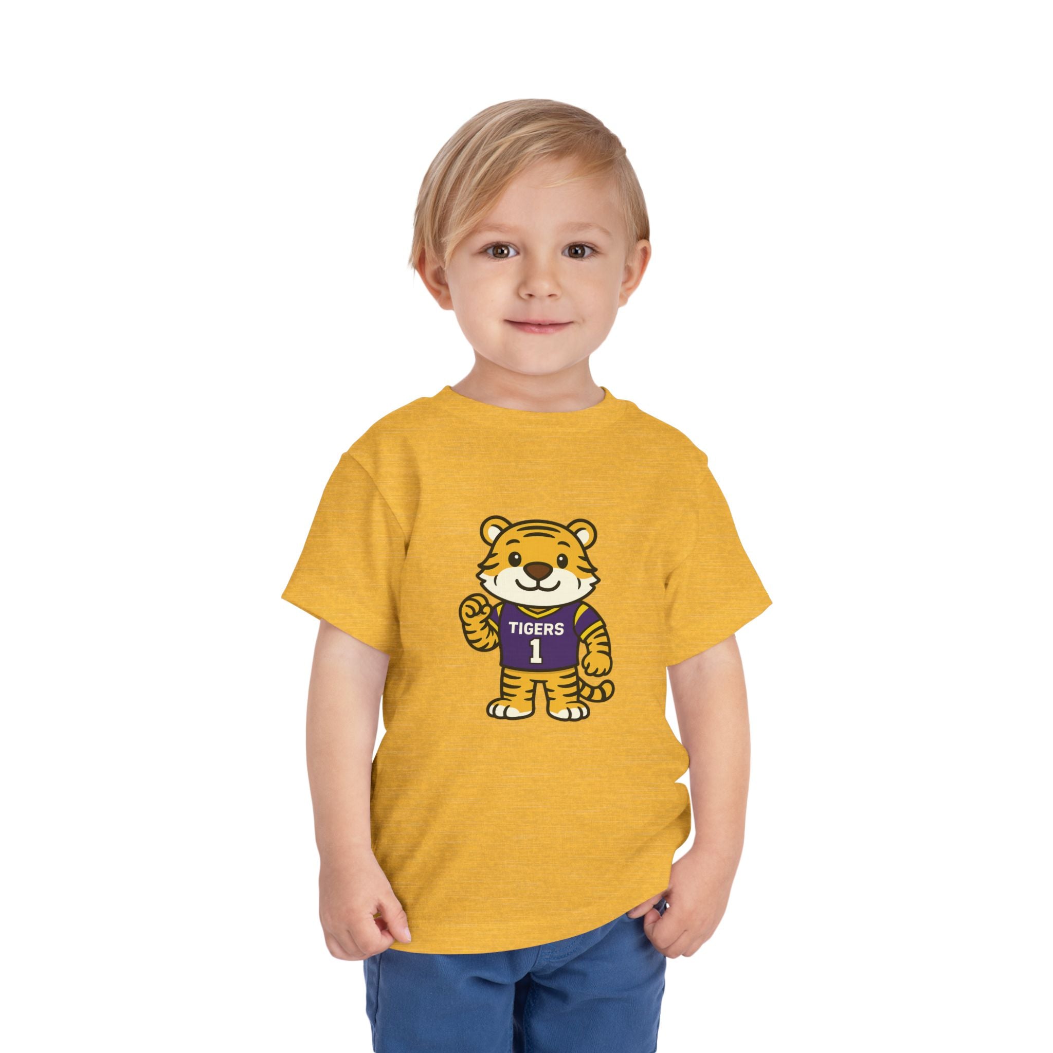 Tigers Toddler Tee (2T-5T) | Louisiana Football Kids Short Sleeve T-Shirt |  Geaux Football Fan Shirt | Tiger Birthday Gift | Purple & Gold