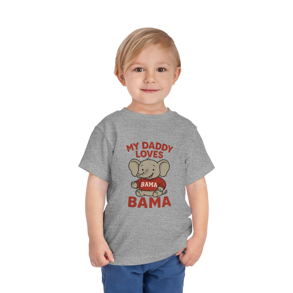 My Daddy Loves Bama Toddler Tee (2T-5T) |  Alabama Cute Kids' T-Shirt l Baby Shower Gift | Alabama Fan Apparel |Toddler Clothing