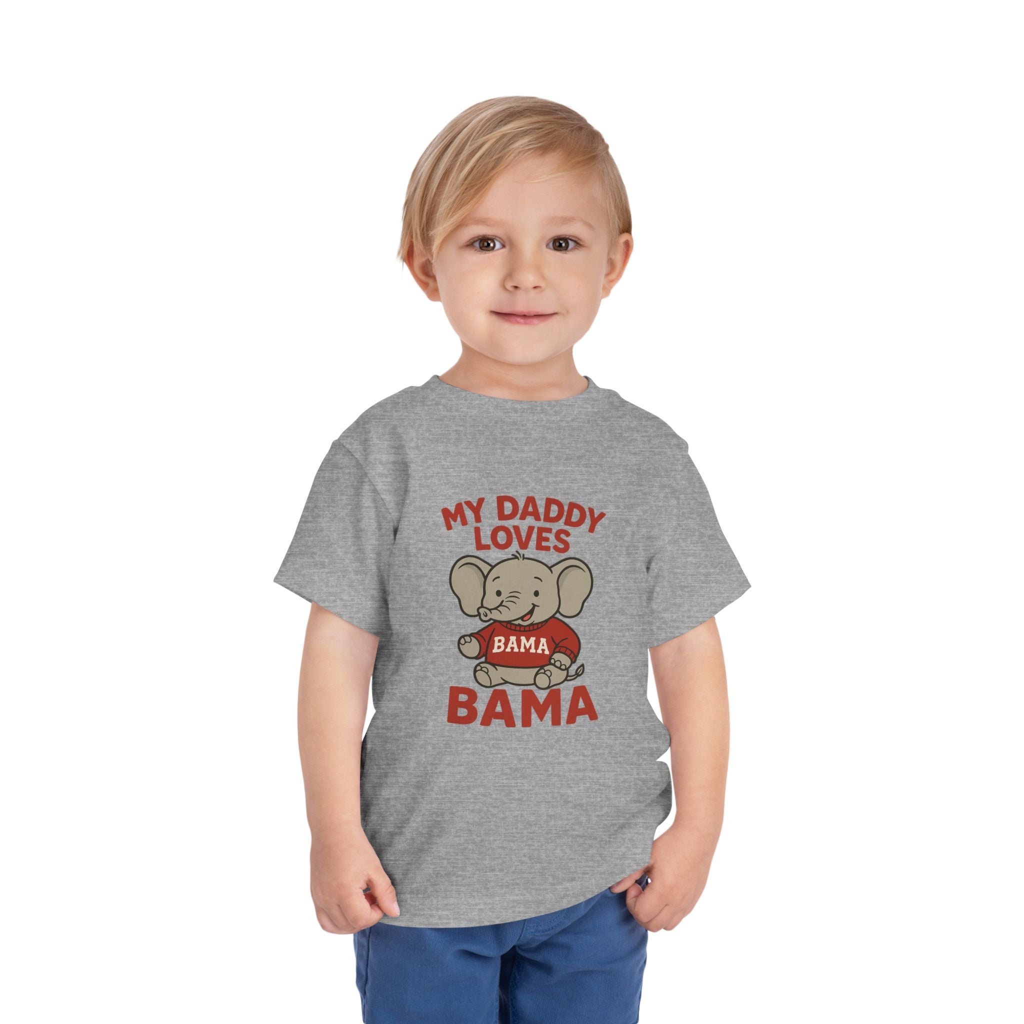 My Daddy Loves Bama Toddler Tee (2T-5T) |  Alabama Cute Kids' T-Shirt l Baby Shower Gift | Alabama Fan Apparel |Toddler Clothing