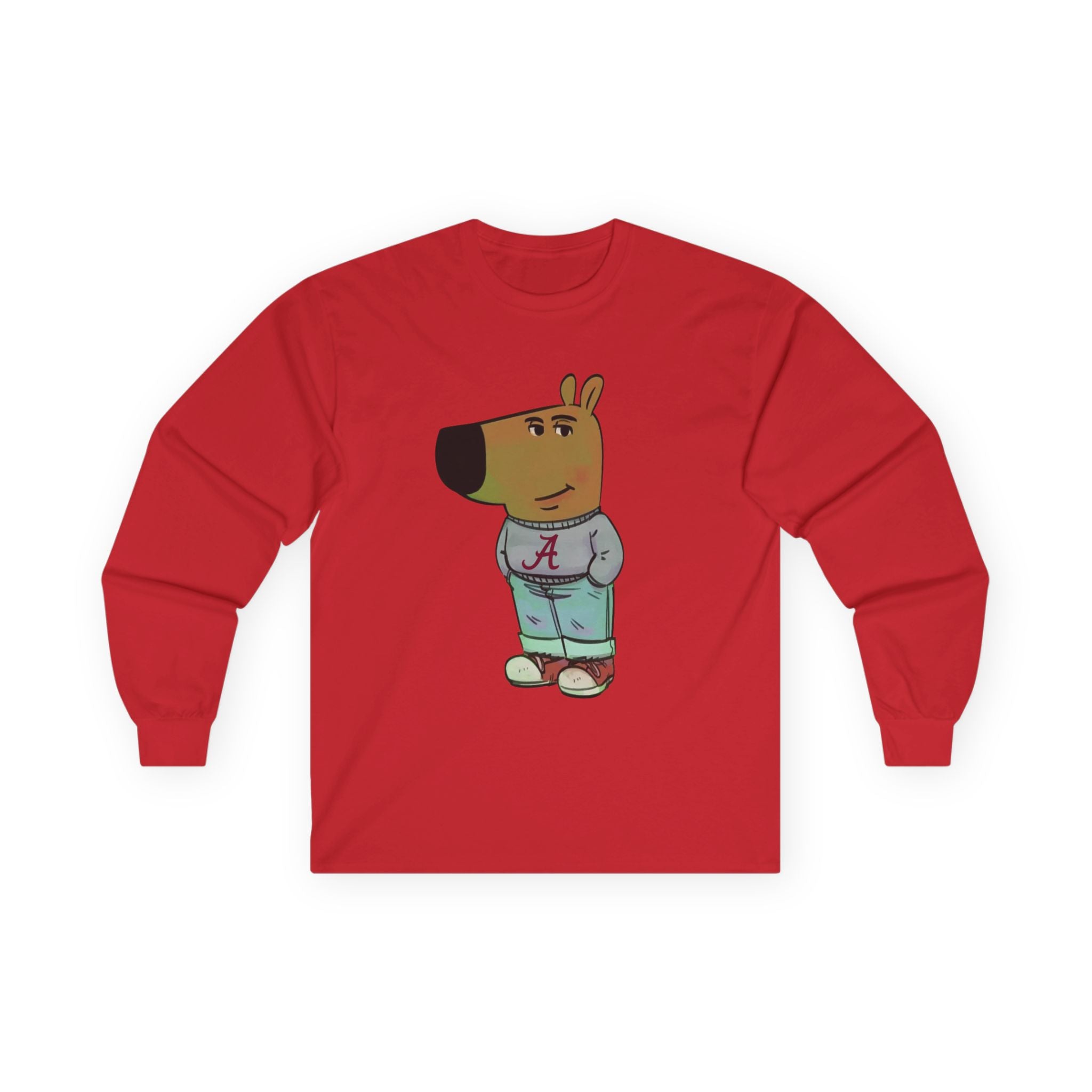 Alabama Football Chill Guy Meme Long Sleeve T-Shirt | Script A Graphic Shirt | College Football Graphic Tee | Casual Gift for Bama Fans