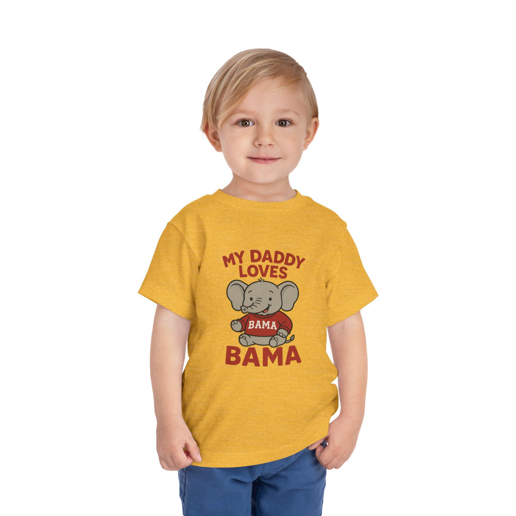 My Daddy Loves Bama Toddler Tee (2T-5T) |  Alabama Cute Kids' T-Shirt l Baby Shower Gift | Alabama Fan Apparel |Toddler Clothing
