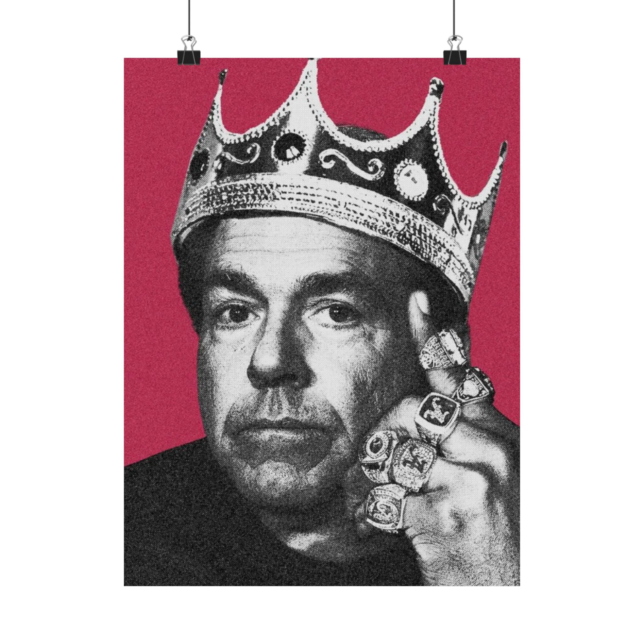 King Saban Matte Poster (12x16 & 24x36) | Wall Art Decor for Alabama Football Fans |  Saban Crowned GOAT Portrait | Pop Art Print for Dorm